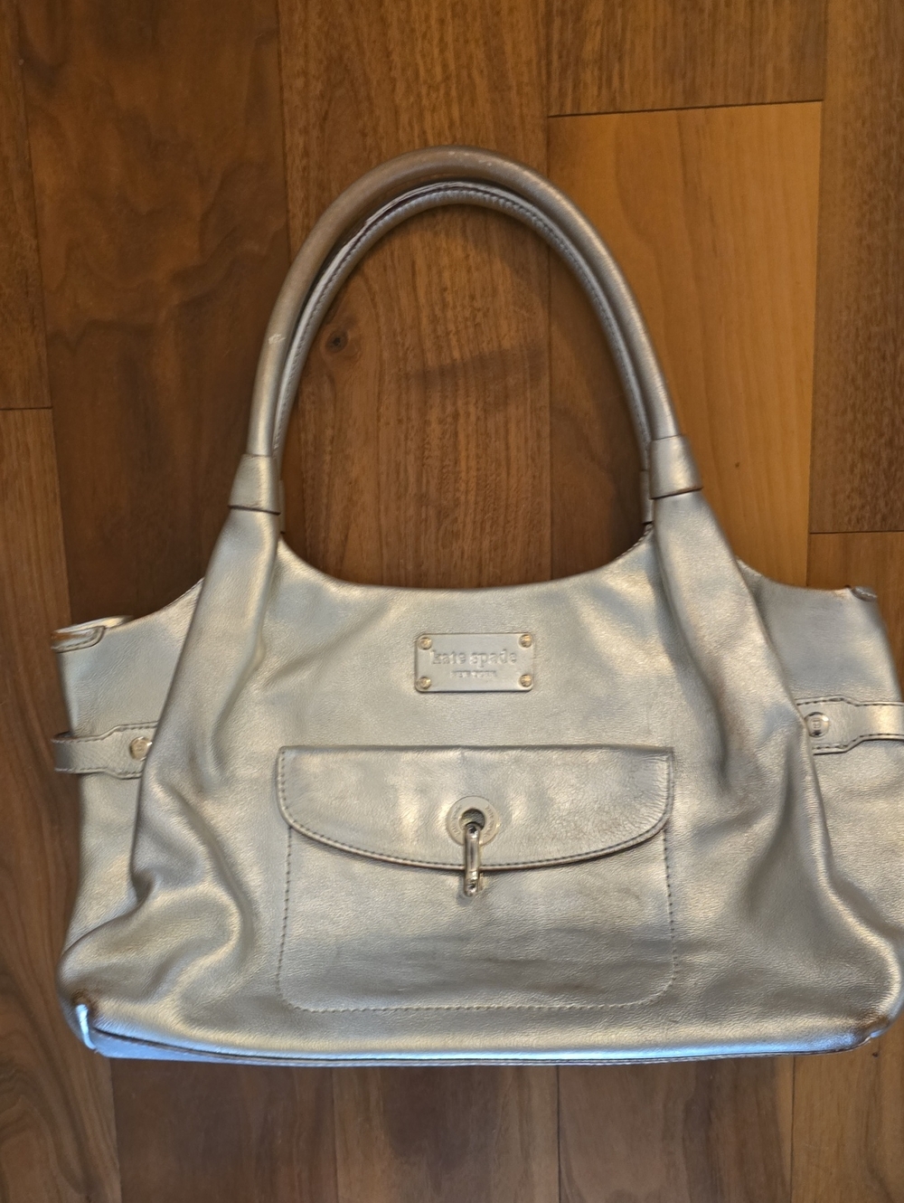 kate spade Metallic Silver Leather Shoulder Bag